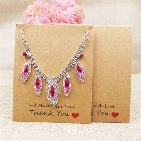 30 necklace and earring cards. 200pcs10*8cm two design handmade with love necklace display card kraft jewelry necklace card ...