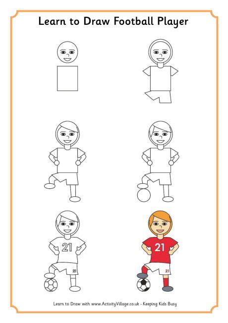 Learn To Draw A Football Player Drawing Lessons For Kids Art Drawings