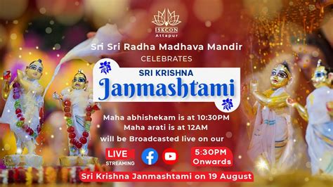 Sri Krishna Janmashtami Celebrations Live From Iskcon Attapur Youtube