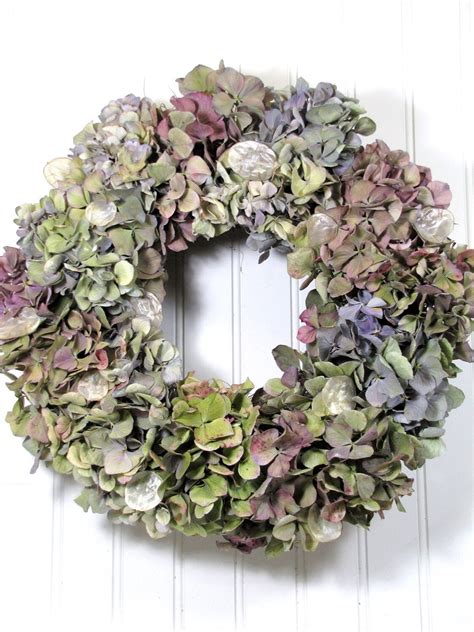 Natural Hydrangea Wreath Dried Floral By Summersweetboutique