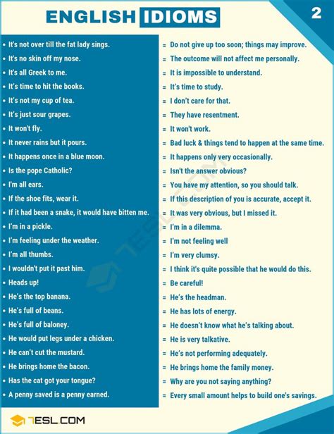 IDIOM 1500 English Idioms Sayings From A Z With Examples 7 E S L