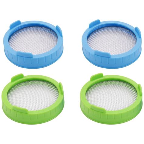 4 Pack Sprouting Lids Plastic Sprout Lids With Stainless Steel Screen