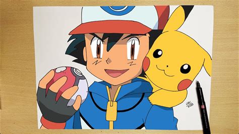 How To Draw Ash And Pikachu Step By Step Pokémon Youtube