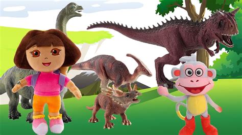 Five Enormous Dinosaurs With Dora The Explorer Nursery Rhyme For Kids