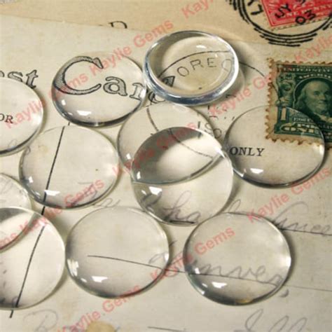 50 18mm Round Glass Cabochon Domed Glass Clear Cab Flat Back Etsy