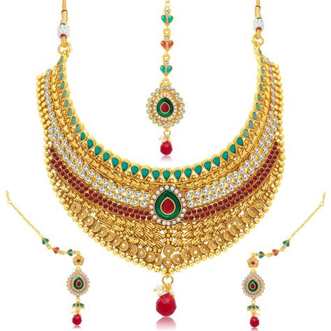 sukkhi appealing jalebi gold plated choker necklace set for women fashion