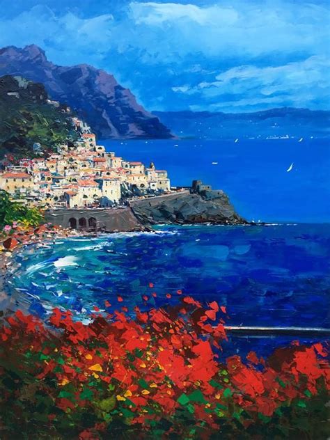 Amalfi Coast Painting On Canvas Original Art Italy Painting Etsy