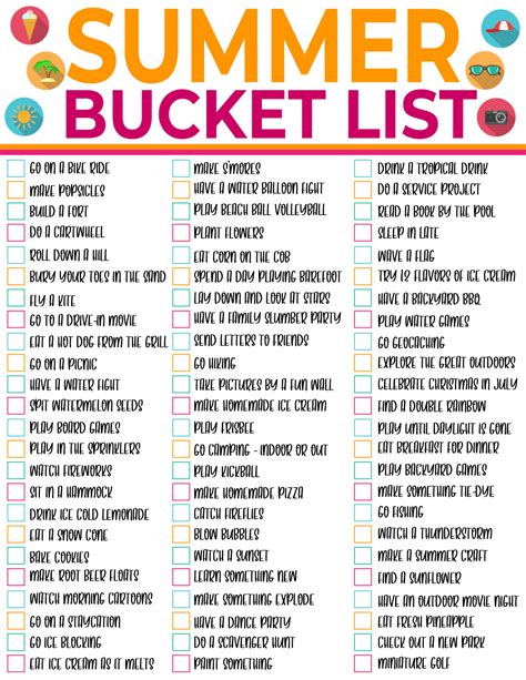 The Ultimate Summer Bucket List Free Printable 2022