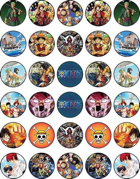 Buy 30 X Edible Cupcake Toppers Themed Of One Piece Collection Of