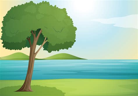 Tree And River 519267 Vector Art At Vecteezy