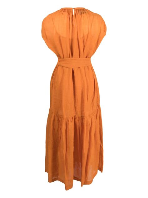 Nude Short Sleeve Linen Midi Dress Farfetch