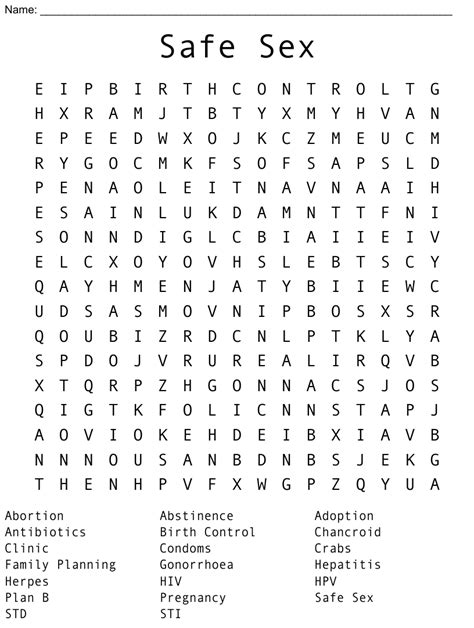 safe sex word search wordmint