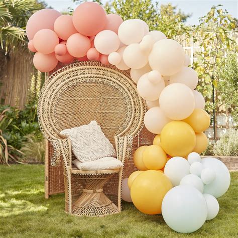 Pastel Balloon Garland Birthday Party Decorations Pink Peach