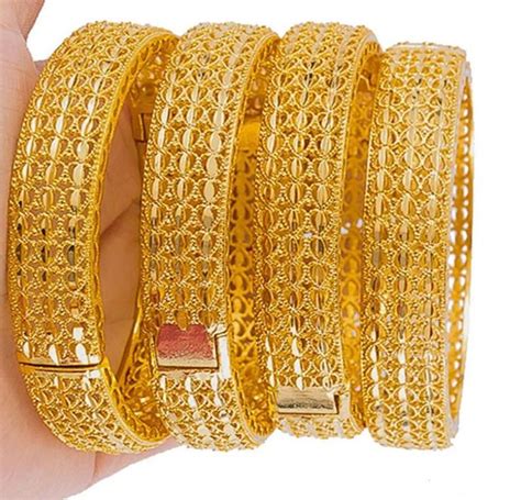 24k Real Gold Plated Dubai Bangle Jewelry Bracelet Openable Etsy Dubai Gold Bangles Bangles