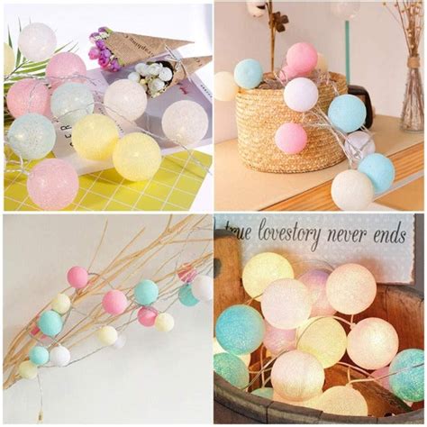 Pastel Cotton Ball String Lights Home Furniture And Diy Home And Garden