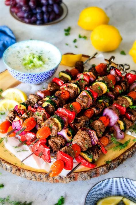 Greek Beef Souvlaki With Whipped Feta Ttzatziki Grill And Oven