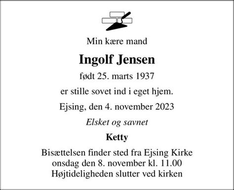 Ingolf Jensen Dødsannoncer I Danmark