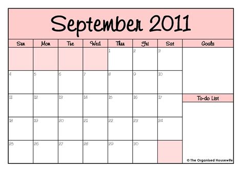 Free Printable September Calendar And To Do List The Organised