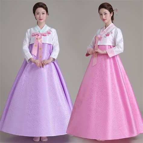 Weinlese South Koreanischen Traditionellen Kostüm Weibliche Hanbok Kleid Koreanische Minderheit