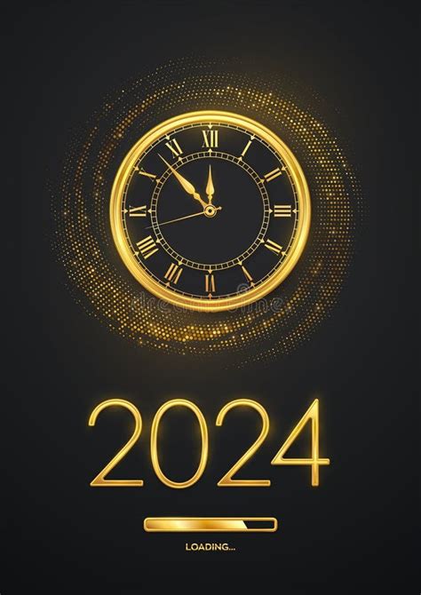 Happy New 2024 Year Hanging Golden Metallic Numbers 2024 With Stars