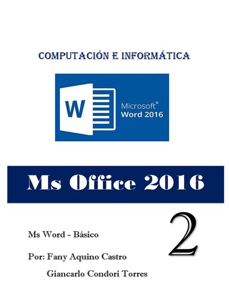 Manual De Ms Word Básico 2016 Pdf Archivo De Computadora
