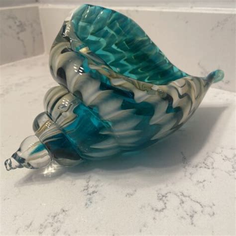 Qf Hand Blown Seashell Beautiful Home Decor Handmade Glass Art Glass Conch 704619424553 Ebay