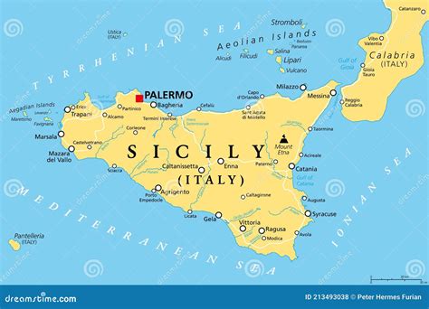 Sicilia Región Autónoma De Italia Mapa Político Ilustración Del Vector