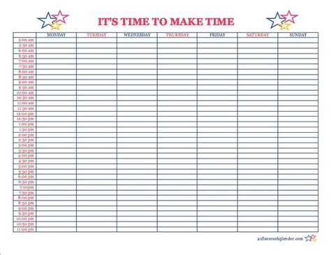 Image Result For Free Printable Time Blocking Time Blocking Printable