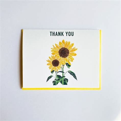 Sunflower Thank You Card Greeting Card Thanks Thank You Etsy In 2020