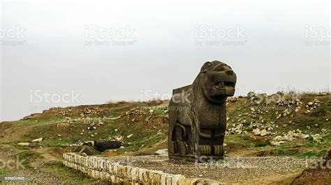 Basalt Lion Statue Ruins Ain Dara Temple Near Aleppo Syria Stock Photo