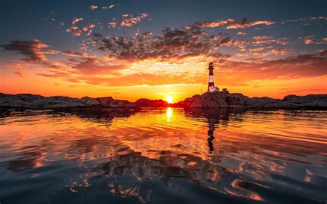 Lighthouse Water Sunset Clouds Natural Lighting Photography