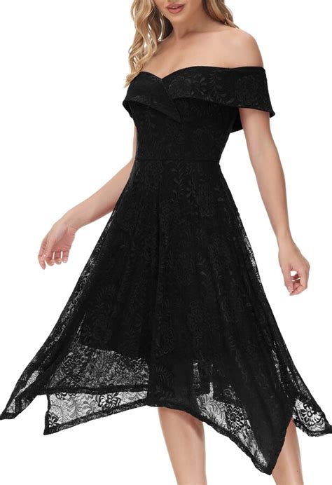 Jasambac Lace Dress For Women High Low Off The Shoulder Elegant Classy Cocktail Dress For