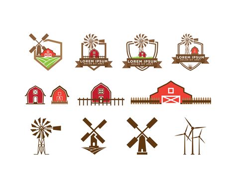 Red Barn And Windmill Logo Set 680433 Vector Art At Vecteezy