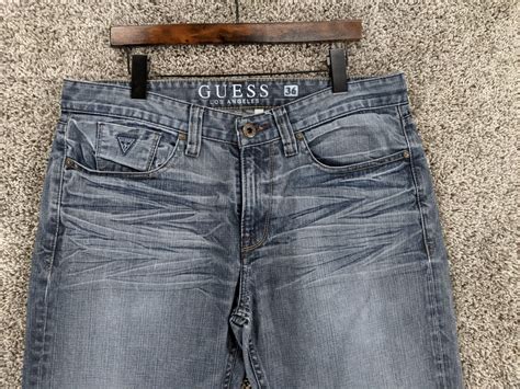 Guess Jeans Desmond Relaxed Fit Mens Blue Charcoal Wash Distressed