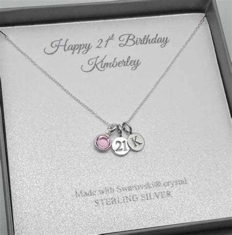 21st Birthday Sterling Silver Message Pendant Necklace 21 Birthday