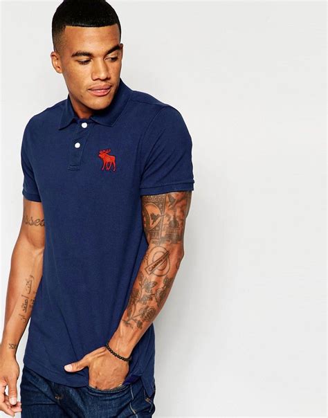 abercrombie and fitch polo shirt in muscle slim fit with large moose emb polo shirt slim fit