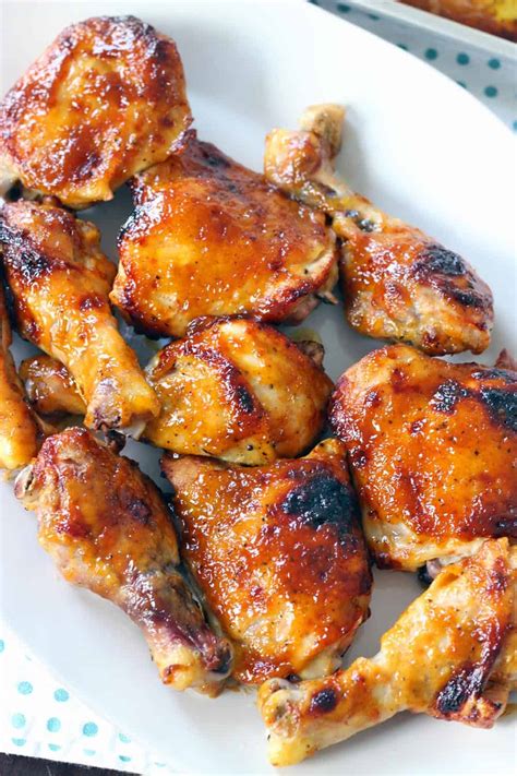 The exact times will vary depending on the size and thickness of the chicken. Two Ingredient Crispy Oven Baked BBQ Chicken