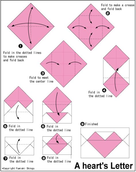 Origami Envelope With Heart Inset Papercreative Diagramas De