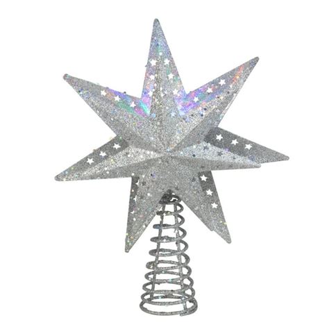 12 Lighted Silver 3d Star With Rotating Projector Christmas Tree