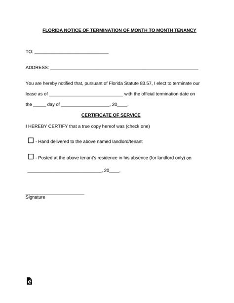 Printable and fillable letter template notice to terminate tenancy. Free Florida Lease Termination Letter | 15 Day Notice ...