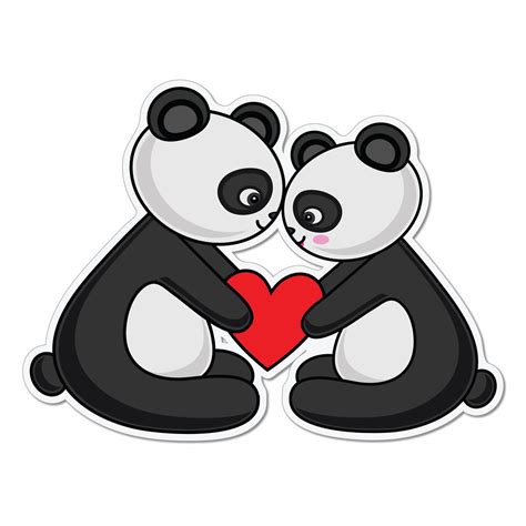Week Theme Panda Day 5 Assabeea Panda Love Sticker Vector