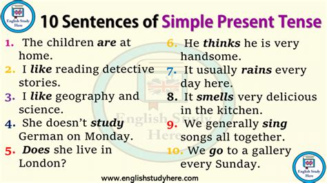 10 Sentences Of Simple Present Tense English Study Here