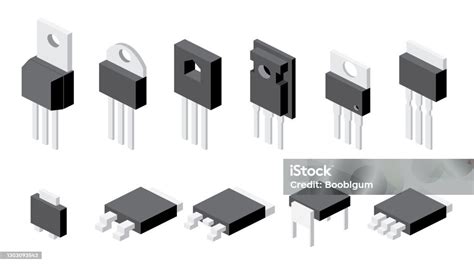 Transistors Set Isolated On White Background Stock Illustration