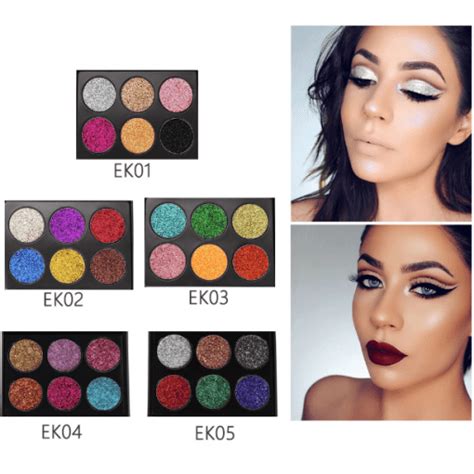 PopFeel 6 Colours Glitter Eyeshadow Palette 12345 Colour Zone Cosmetics