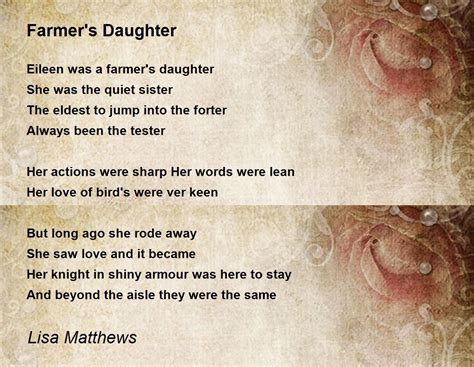 Farmers Daughter By Lisa Matthews Farmers Daughter Poem