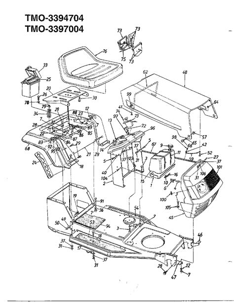 12 Hp 38 Lawn Tractor Diagram And Parts List For Model 3394704 Mtd Parts