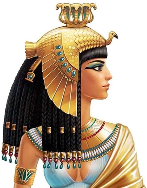 an egyptian woman with long black hair and gold jewelry