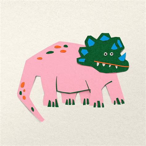 Pink Dinosaur Triceratops Paper Craft Free Photo Rawpixel