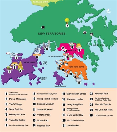 Hong Kong Tourist Attractions Map Hongkong Travel Map Hong Kong