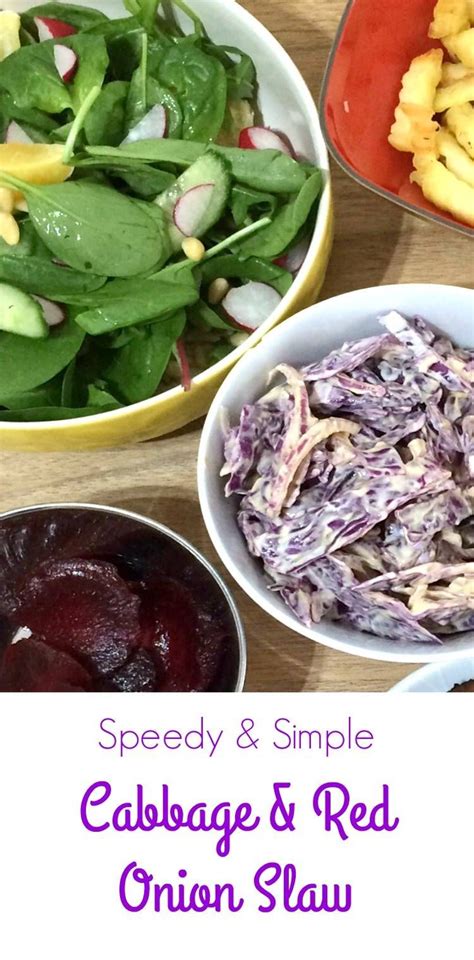 Place the coleslaw mix, sliced bell pepper, chopped scallions, and cilantro into a mixing bowl. Cabbage and Red Onion Slaw recipe | Kid friendly ...